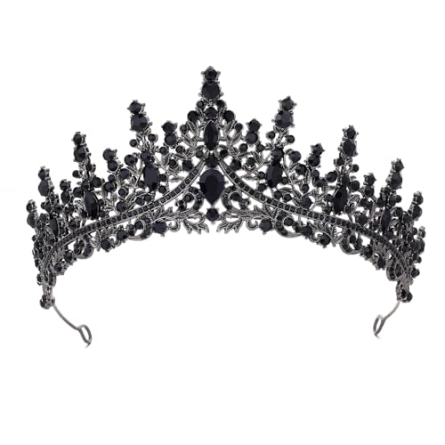 Krone Damen Vintage Krone Tiara for Women Crystal Wedding Crown Queen Carnival Headdress Strass Crown Tiara für Damenbekleidung und Accessoires Abschlussbälle Partys Geburtstage (Schwarz)