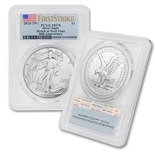 2026 W 1 oz American Silver Eagle Coin MS-70 First Strike - 40th Anniversary - Struck at West Point - Flag Label $1 PCGS MS70