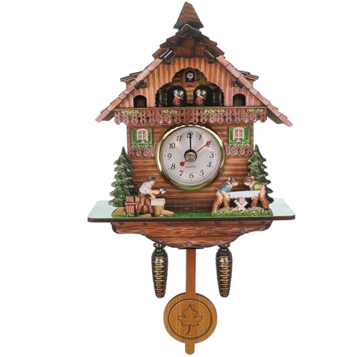 Homoyoyo Wooden Pendulum Wall Clock Sturdy Home Wall Clock Decor for Bedroom and Living Room Vintage Design Accurate Timekeeping Multi-Functional Alarm for Various Occasions
