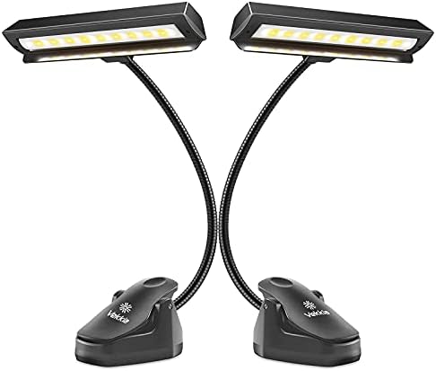 Vekkia 2 Pack Professional Super Bright LED Music Stand Light, Clip On Orchestra Piano Lights, 9 Levels Dimmable, Rechargeable. Perfect for Piano, Orchestra, Craft, USB Cable Incl