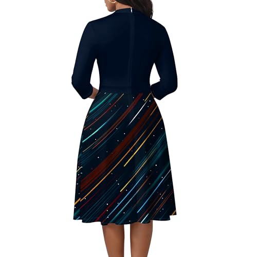 Image of PinkPatty Women's Casual A-line Midi Dresses 3 /4 Sleeve V Neck Fit and Flare Dress with Pockets
