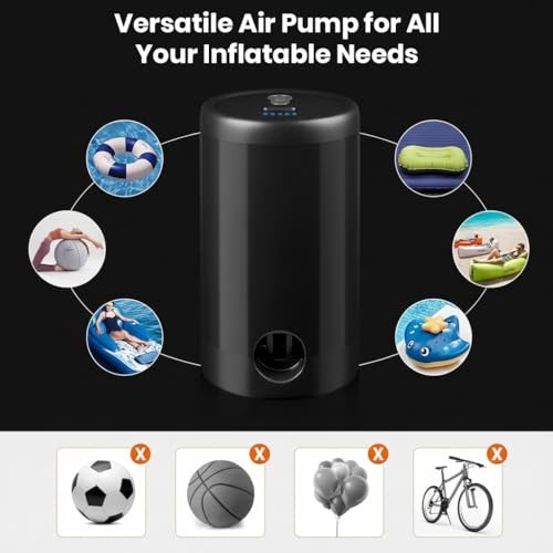 Image of Portable Electric Vacuum Pump for Storage Bags Inflate Deflate Cordless 1500mAh Rechargeable Air Pump with Multiple Nozzles, Type C Charging Compression Clothes, Blankets, Pool Floats