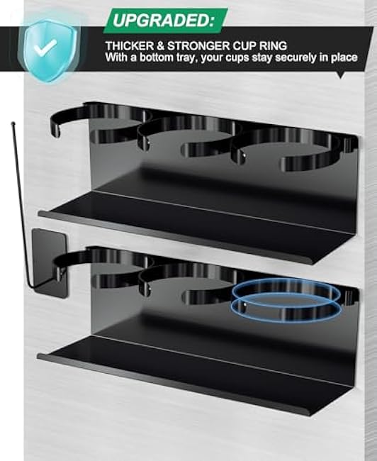 Magnetic Stanley Cup Holder for Refrigerator 2 Pack, Water Bottle Organizer for Stanley 20/30/40oz Tumbler Holder with Lid Organizer for Stanley Cup Accessories or Kitchen Fridge Cabinet, Gifts Ideal