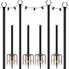 Postes para luces de cadena AILBTON de 10 pies, 4 piezas, postes para luces exteriores, con soportes para cerca, luces colgantes, soporte de metal para terraza, patio, jardín LED 2