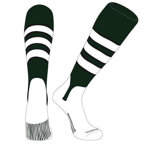 PEAR SOX OTC Baseball Softball Stirrup Socks (C, 5in) Forest Green, Black, White