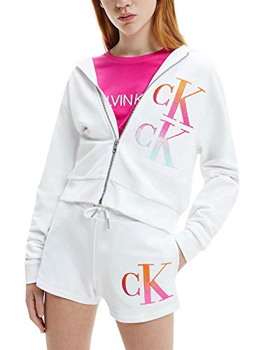 Calvin Klein Girl's Hooded Sweatshirt Bright White IG0IG00988 10A/140 cm, Brilliant White, 10 Years