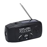 Walfront Kurbelradio USB Solar Notfallradio AM FM WB, Handkurbel Wetterradio mit 10000 mAh Powerbank, LED Taschenlampe, Wasserdicht Tragbar für Notfall Im Haushalt und Im Freien (Black)