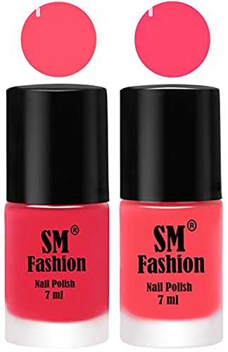 Image of Long Lasting Nail Polish | Nail Paint Combo 7 ml Each) - Set of 2 Dark Pink-Pink
