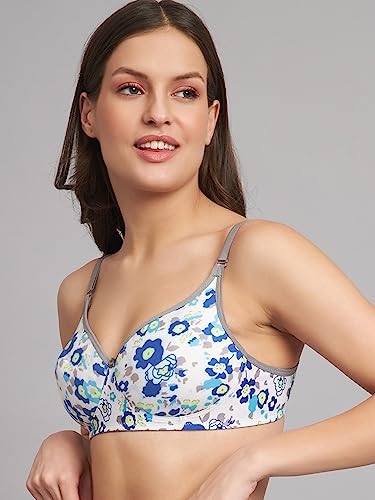 Image of Women's Cotton Floral Printed Lightly Padded Full Coverage Non-Wired T-Shirt Bra