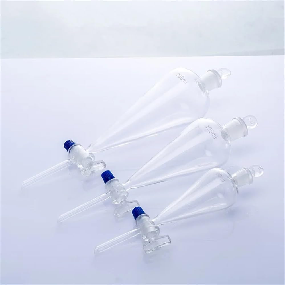 Cristalería de Laboratorio Embudo de decantación de 2000 ml con tapón de vidrio esmerilado y llave de paso. Equipo de laboratorio.