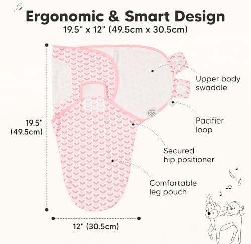 KeaBabies Unisex Baby Keababies Baby Swaddle Wrap with Zipper (pack of 3)