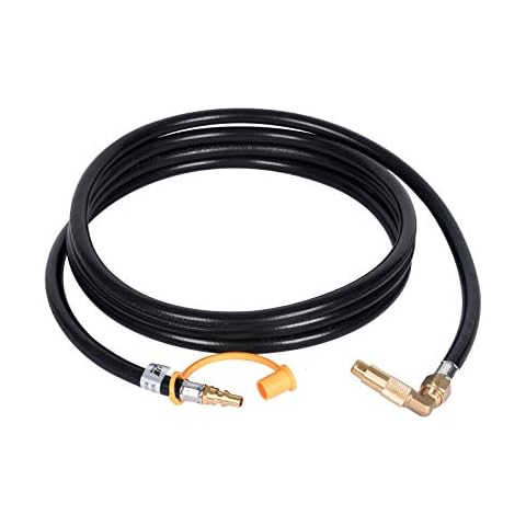 GasSaf 12 FT RV Quick Connect Propane Hose - 1/4" Quick Connect Extension Hose with Propane Elbow Adapter for Blackstone 17"/22" Griddle Cover