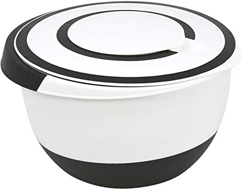com-four® 4X Mixing Bowls in Different Sizes, Non-Slip with Rubber Base, Pouring spout and Non-Slip Handle (04 Pieces - White. Black)