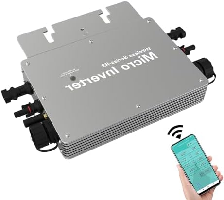 600W 700W 800W Grid Tie Micro Inverter, Solar Grid Tie Inverter, Ip65 Wifi Control Solar Microinverter, Dc22-60V to 230V 120V Self Cooling Pure Sine Wave Solar Inverter W/Ac Connection Cable,800W