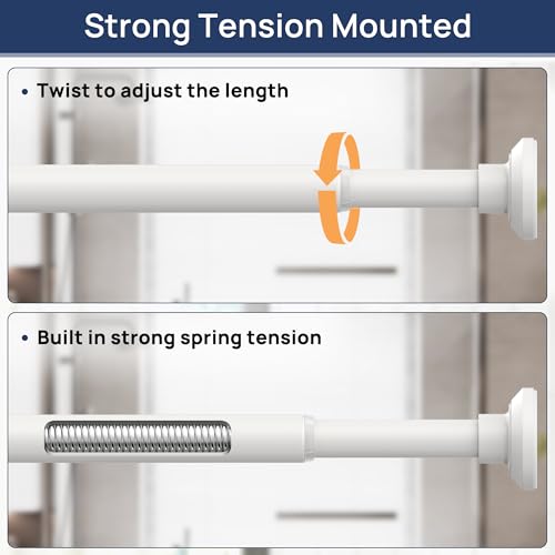 Image of ENJOYBASICS 1 inch White Shower Curtain Rod, 30-88 inch Adjustable, Secure Tension | Easy No-Drill Installation, No Tools, No Gaps, Sturdy Rust-Resistant Steel, Sag-Resistant Design, Tubs, RVs, Apartments