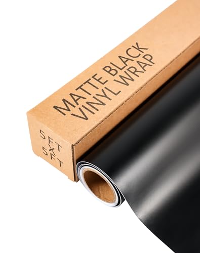 Image of Vinyl Wrap Film for Cars, 5ft x 5ft Matte Black Automotive Wrapping Film Roll for Car Body Protection, Scratch Resistance with Air Release Technology (Matte Black)