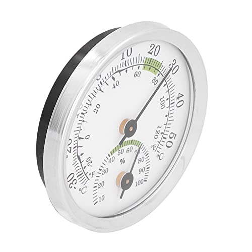 Miniatura 6 de Termómetro de dial, termómetro interior tipo dial, higrómetro, puntero tipo mini medidor de temperatura y humedad, verde plateado, termómetros para