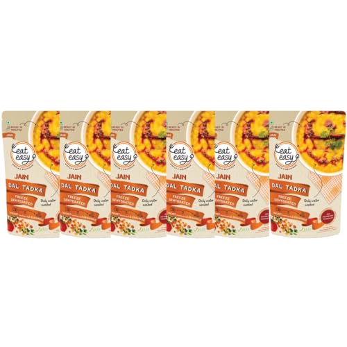 Image of Eat Easy Ready To Eat Jain Dal Tadka, 62gm (Pack of 6), Delicious Instant Food | High Protein & Fiber, Freeze Dehydrated Healthy Instant Travel Food | 100% Veg | No Preservatives | Just Add Water and Cook