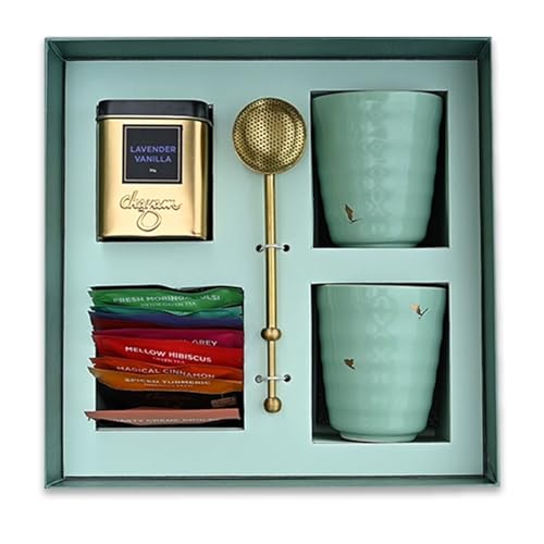 Image of Chayam Premium Diwali Gift Hamper | Pack of 12 | 10 Assorted Tea Bags, Lavender Vanilla Tea 30g, 2 Premium Kulhad Cups & Brass Tea Infuser | Diwali Gift Pack | Diwali Tea Gift Set | Gift for Health