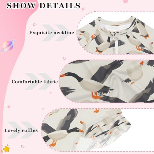 Wild Geese Girls Long Sleeve Swimsuits One Piece Zipper Bathing Suit UPF 50+ Rashguard Swimwear4