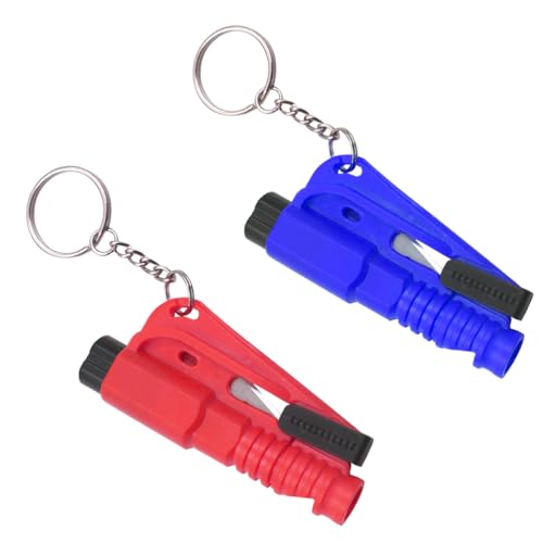2pcs Car Escape Tool mit Clip Car Safety Keychain: 2 in 1 Seatbelt Cutter und Window Breaker, Car Safety Hammer, Seatbelt Cutter, Emergency Hammer mit Seatbelt Cutter, Escape Tool für Autos, Busse
