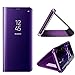 KBIKO-zxl Compatible with Samsung Galaxy A22 4G Leather Case Clear View Makeup Mirror Flip Cover with Kickstand Shockproof Protective Cover for Galaxy A22 4G / M32. Mirror Purple QH