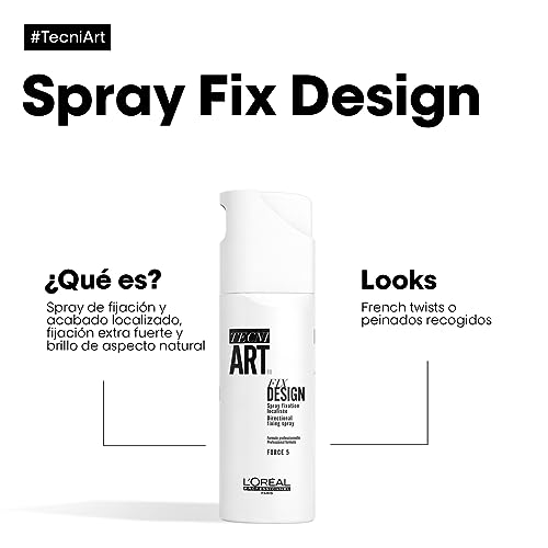 L'Oréal Professionnel Tecni.ART Fix Design Strong Hold Hair Spray, Natural Looking Shiny Finish, No Residue, 200ml (Pack of 2)