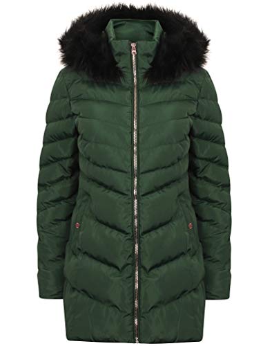 Manteau matelassé à capuche femme vert foncé taille 36 Tokyo Laundry