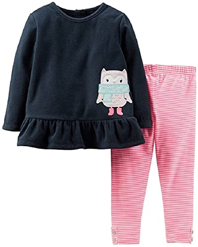 Ensemble micropolaire bébé fille Carter's marine 6 mois avec legging bleu nuit hibou