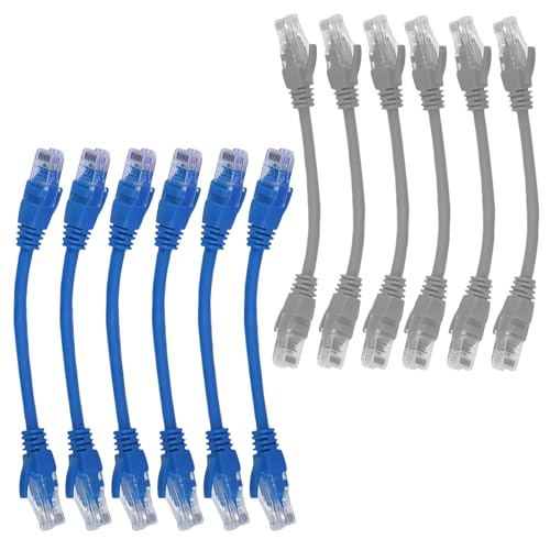 Wjelet 12 Pcs Short Cat6 Ethernet Patch Cable 7.8in/20cm, 1000Mbps High-Speed Cables with RJ45 Connectors, Short Ethernet Cable Ideal for Router, Modem, Switch, PC, TV, Gaming Devices