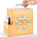 Grateful Creations Suggestion Box with Slot, Donation, Rustic Feedback for Patient Care and Prayer Requests, 8H x 5.5W x 7.5L inch, Sustainable Bamboo Wood, School Voting