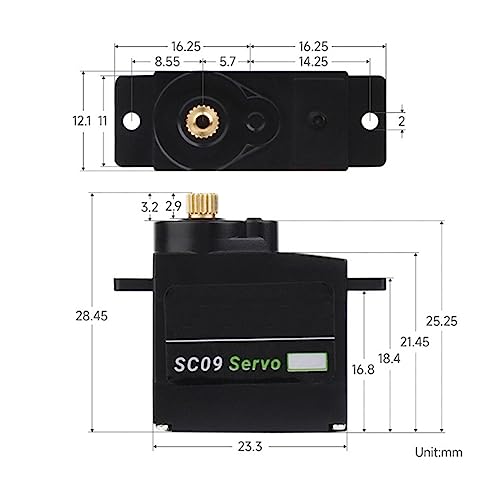 Servo SC09 rapide et compact à engrenages en cuivre haute densité