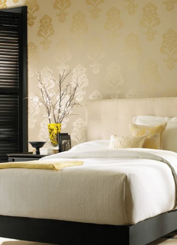 York Wallcoverings Tres Chic Graphic Damask Removable Wallpaper, Blacks #TOP1