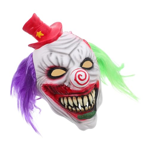Masque de clown effrayant avec cheveux violets verts pour Halloween