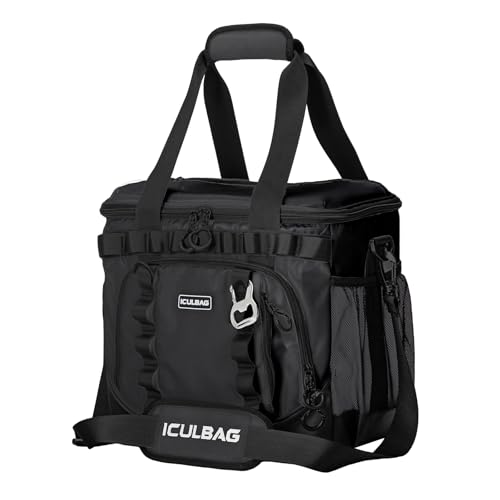 Iculbag Soft Cooler Bags Insulated for Travel Camping Beach Picnic Hiking for 16hour Cooling 20/48cans Insulated Lunch Bag for Men Women Black by iculbag - Used condition - US$35.02