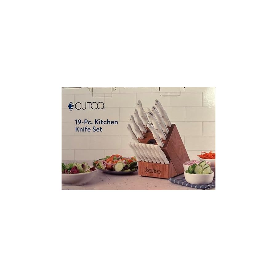 Cutco-19-Pc-Pearl-Kitchen-Knife-Set-Cherry-Wood-Stand Cutco 19 Pc Pearl Kitchen Knife Set Cherry Wood Stand