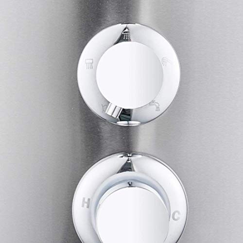49" Rainfall Waterfall Shower Panel with Rainfall Shower Head,Stainless Steel Wall Mount Massage Multi-Function Bathroom Shower Panel Tower System - Thumbnail 4