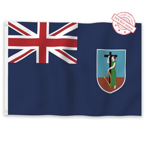 Drapeau Montserrat double face avec œillets solides pour l'extérieur