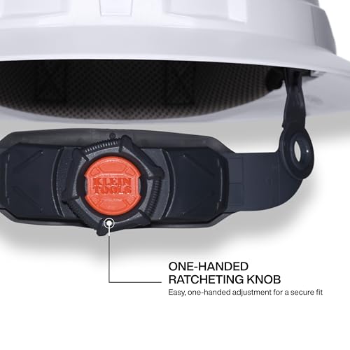 Klein Tools 60401T2 Type 2 Hard Hat, Vented Full Brim, Class C Hard Hat with Chin Strap, 6-Point Suspension with Accessory Mounts and Washable Padding