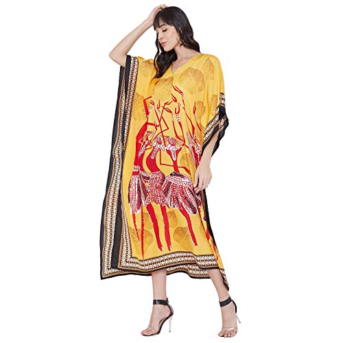 Image of Oussum Women Long Maxi Plus Size Polyester Kaftan Gown, Womens Kaftan Dresses Lounge Resort Wear, Plus Size Kaftan