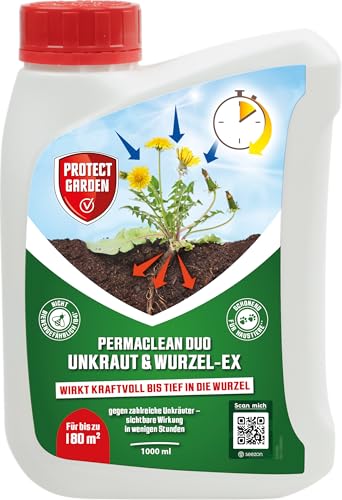 PROTECT GARDEN Permaclean Duo Unkraut & Wurzel Ex Unkrautvernichter mit Zweifachwirkung gegen Unkräuter und Ungräser 1000 ml Konzentrat