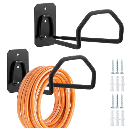 Sinoer Support pour tuyau d'arrosage en métal - Support mural suspendu pour tuyau d'eau - Parfait pour tuyau d'eau - Lot de 2 pièces