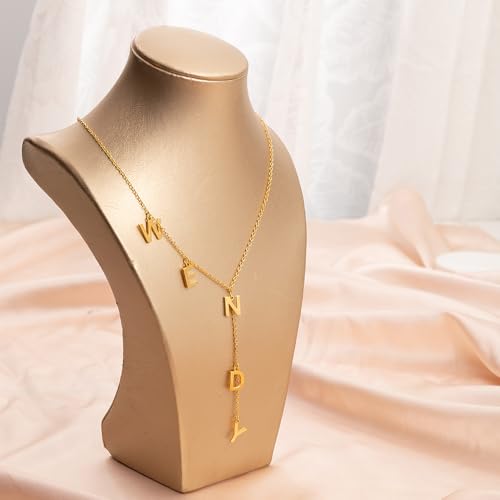 AILIN Custom Lariat Necklace for Women 925 Sterling Silver/Stainless Steel 18K Gold Plated Personalized 3-9 Letters Initial Necklace for Her Y Shape Name Necklaces Birthday Christmas Gifts For Mother2