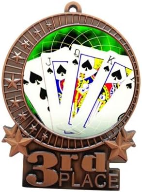 Express Medals 1 to 50 Packs - 3" Poker Cards 3rd Place Bronze Medal with Neck Ribbon Award XMD