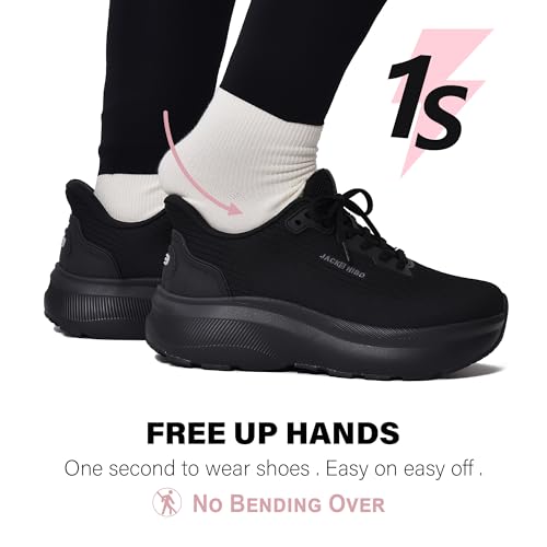 Image of JACKSHIBO Wide Toe Box Shoes Women Slip on Arch Support Sneakers | Running Athletic Walking Tennis Slip in Plantar Fasciitis Orthopedic Ortho Hands Free Shoes Zero Drop Cushion Thick Sole