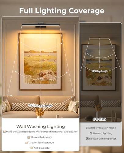 PESUTEN Picture Light Battery Operated, 16in Wireless Art Light for Paintings CCT Dimmable Recharging Battery Picture Light with Remote Control for Gallery Dartboard Art Bedroom Bathroom