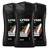 Lynx Africa Men's Energy Boost Travel Size Shower Gel Body Wash With Squeezed Mandarin and Sandalwood Scent 50ml, 3 Pack