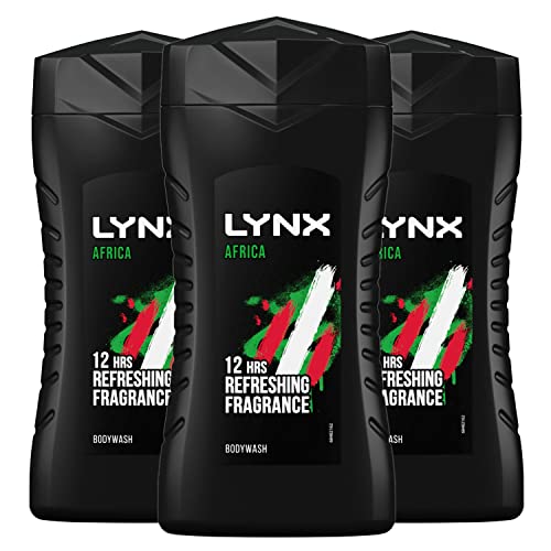Lynx Africa Mens Energy Boost Travel Size Shower Gel Body Wash With Squeezed Mandarin and Sandalwood Scent 50ml 3 Pack