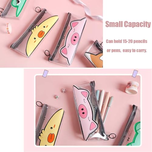 Image of Small Pencil Pouch Maekeup Transparent Dog Animal Pen Bag Women Office Stationery Comestic Bag