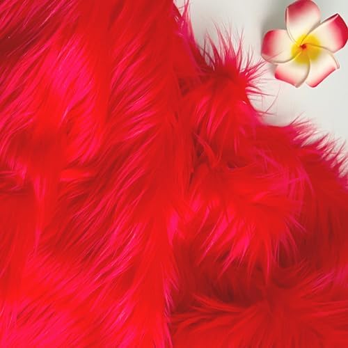 Bianna Creations Faux Fur Fabric Pieces | US Based Seller | Shaggy Squares | Craft, Sewing, Costumes, Solid Colors (Fire Red, 20x20 inches)